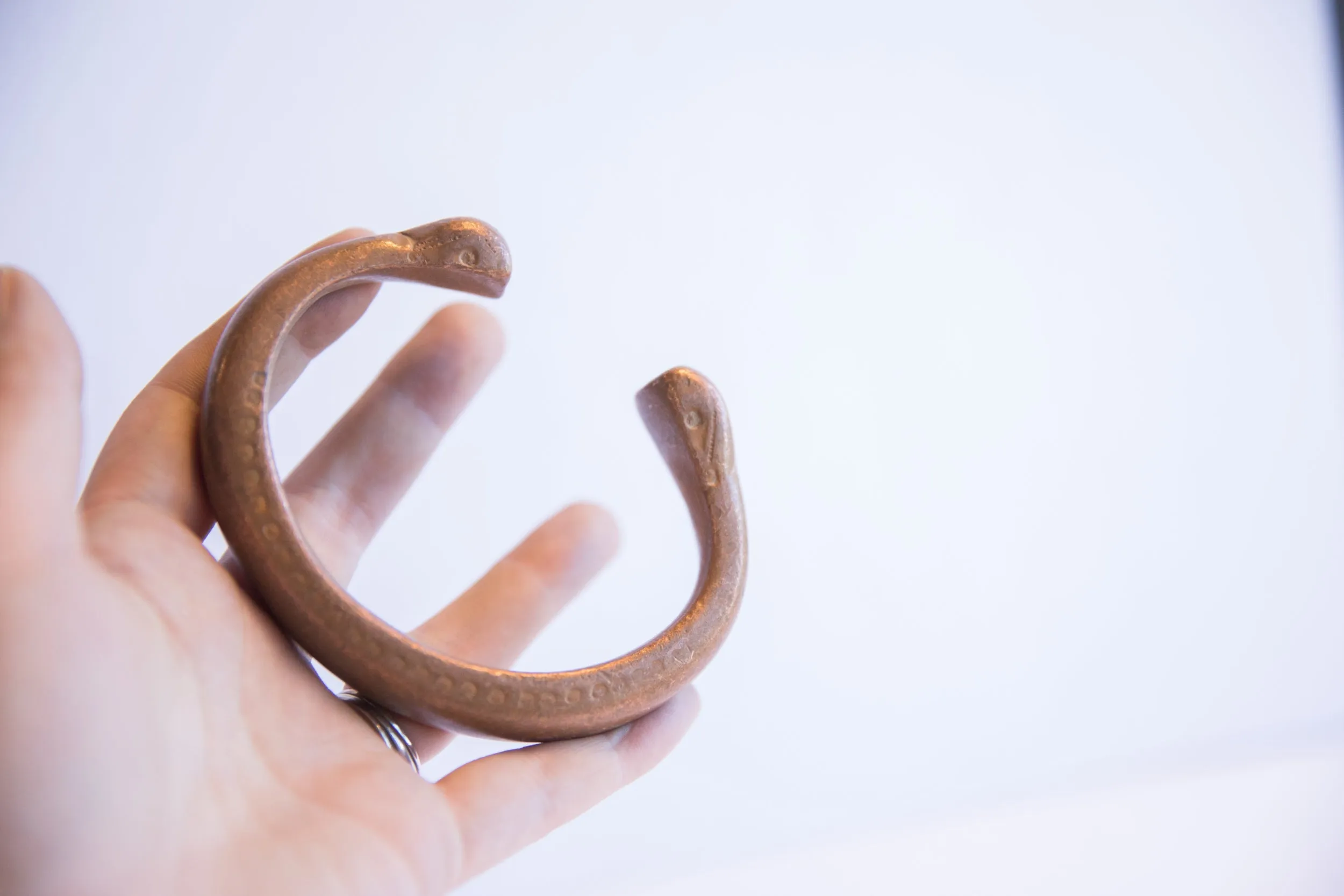 Antique African Copper Snake Cuff Bracelet