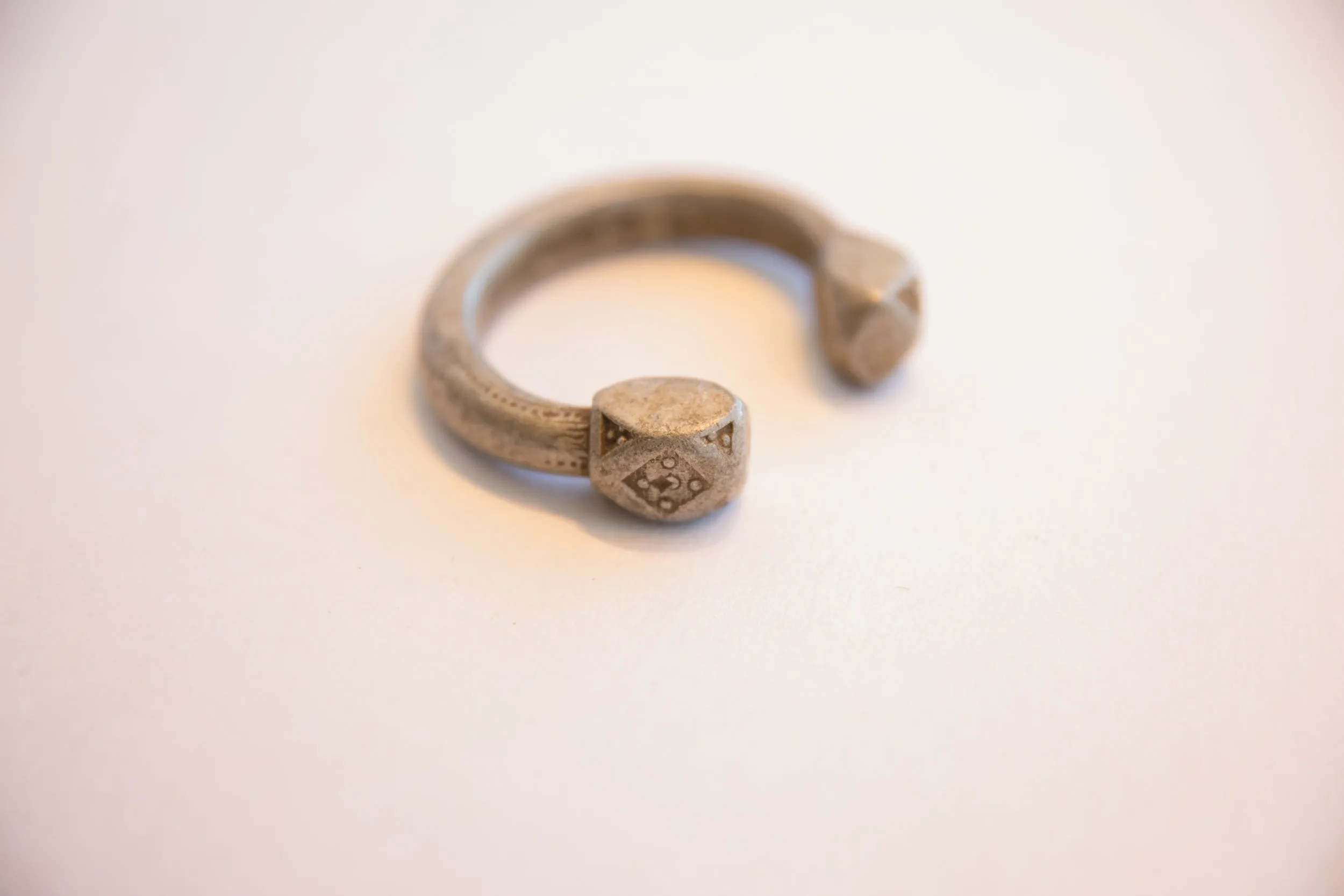 Antique African Geometric Base Small Aluminum Cuff Bracelet