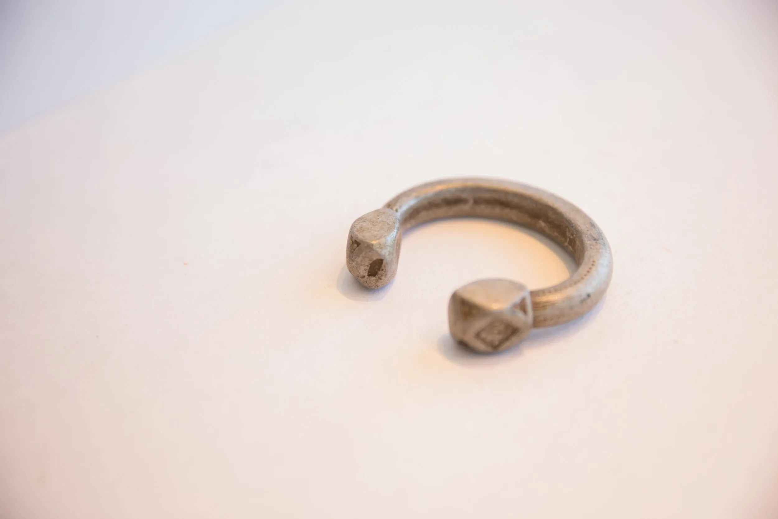 Antique African Geometric Base Small Aluminum Cuff Bracelet