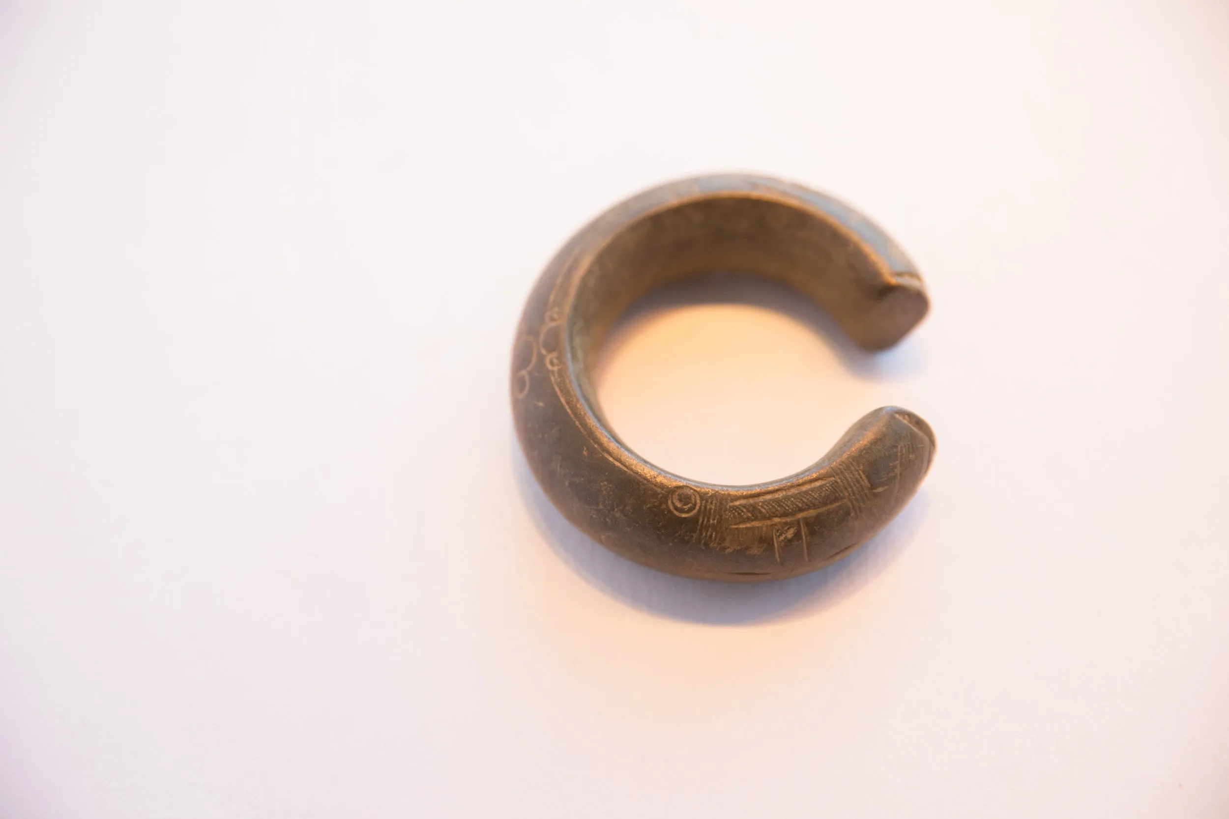 Antique African Geometric Design Heavy Cuff Bracelet