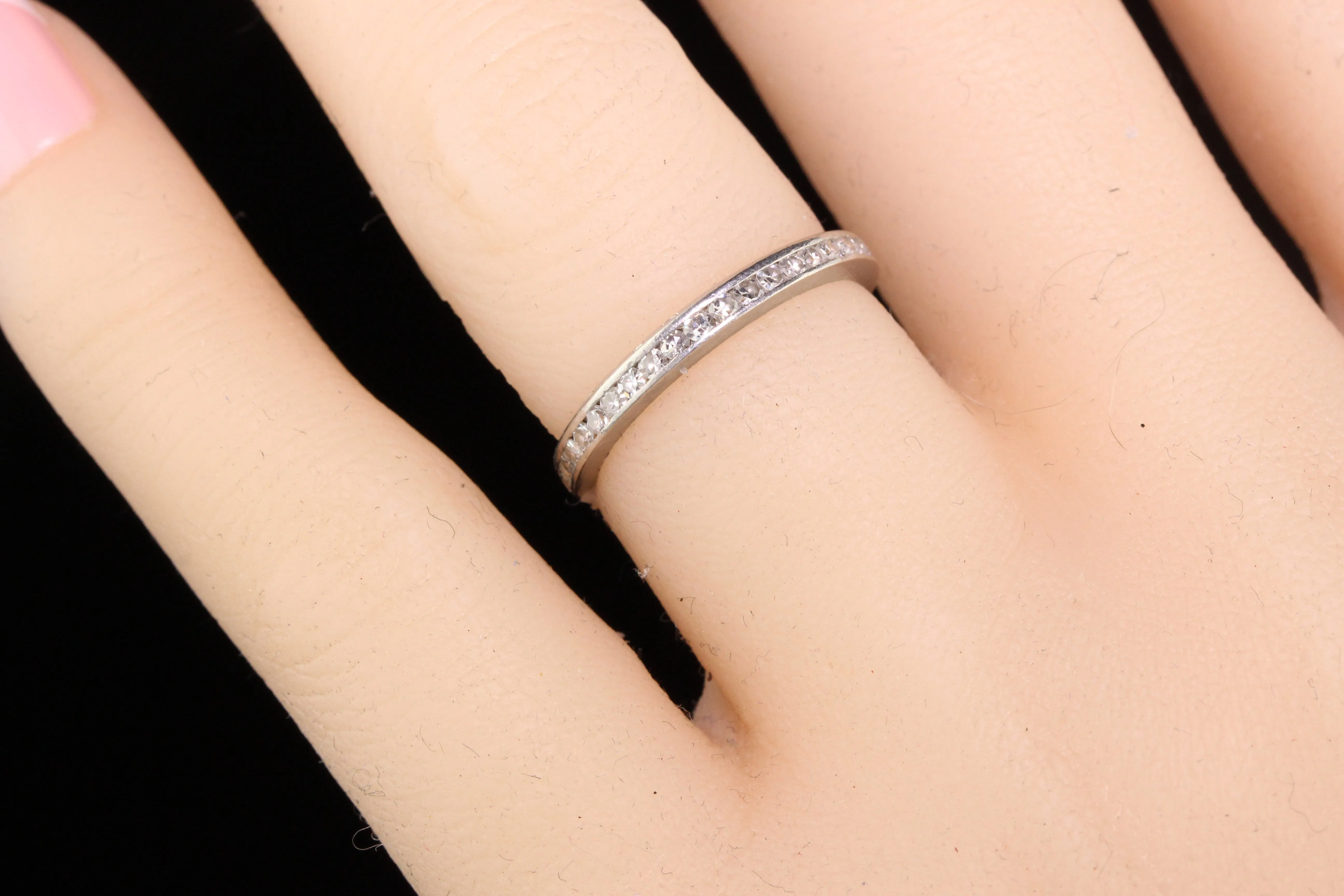 Antique Art Deco Platinum Diamond Eternity Band - Size 5.25