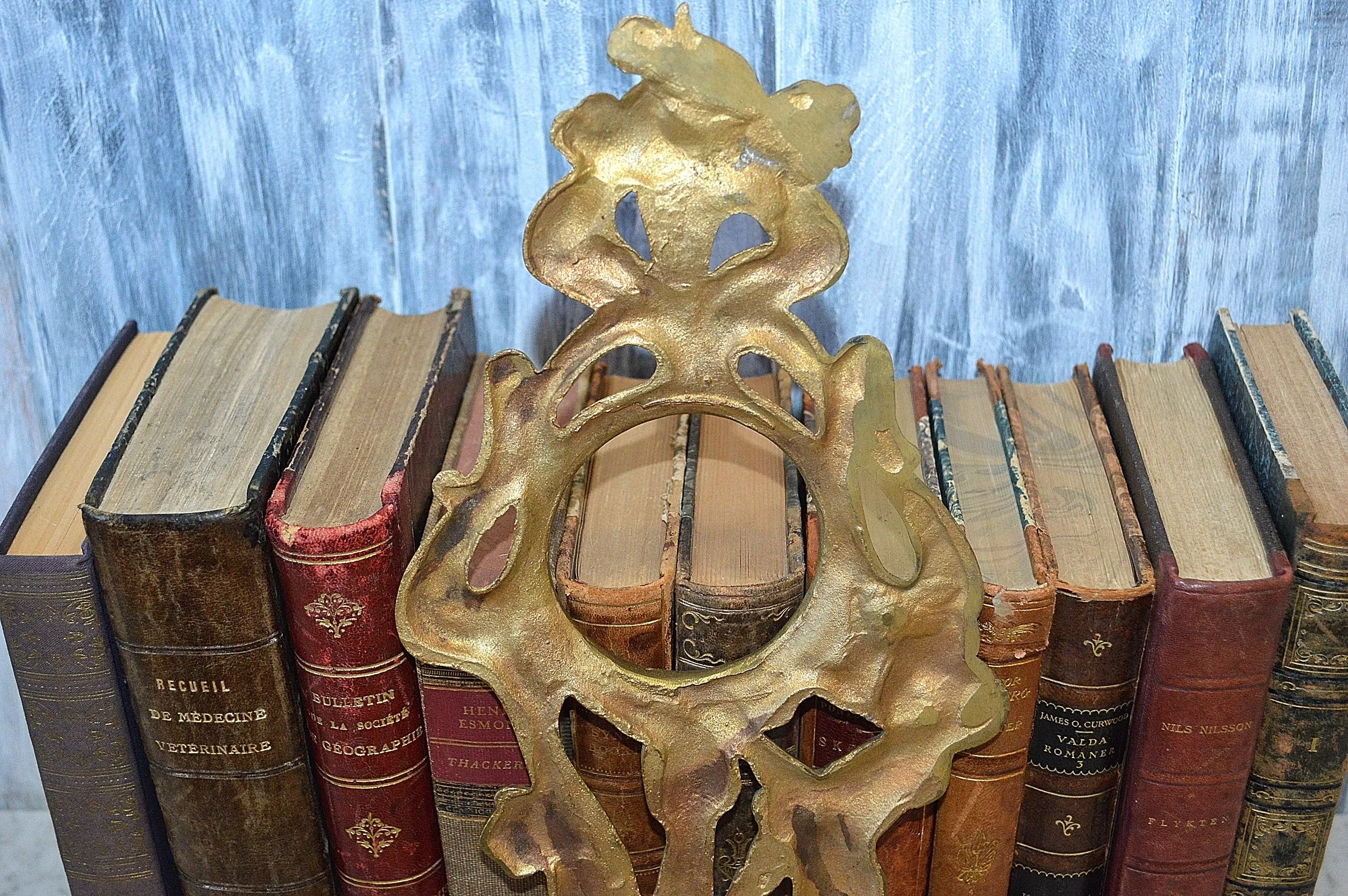 Antique Art Nouveau French Bronze Female Figural Clock Mirror Frame