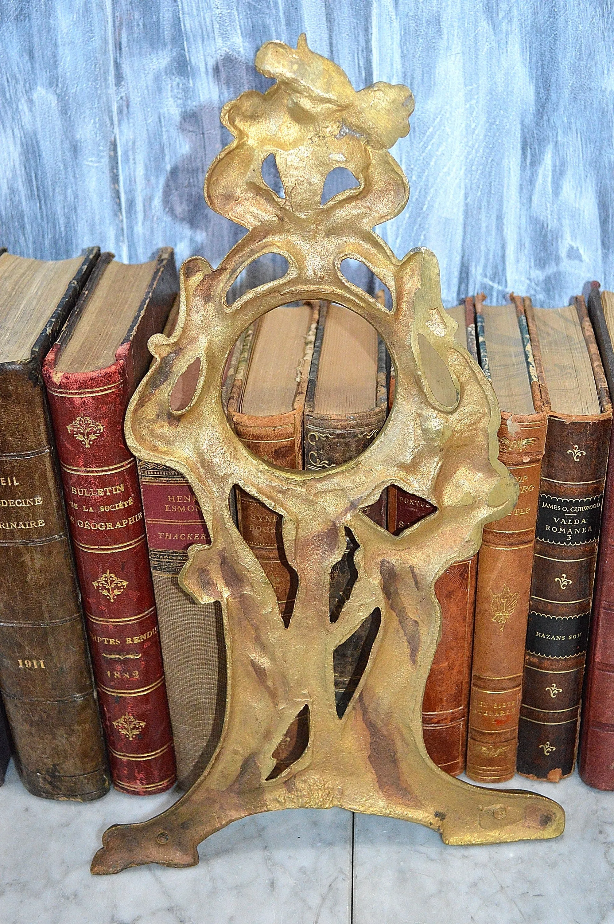 Antique Art Nouveau French Bronze Female Figural Clock Mirror Frame