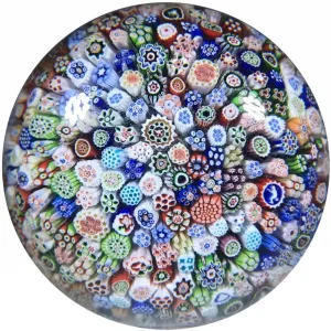 Antique Baccarat B1848 Art Glass Paperweight Closepack Millefiori W/ Silhouette Canes