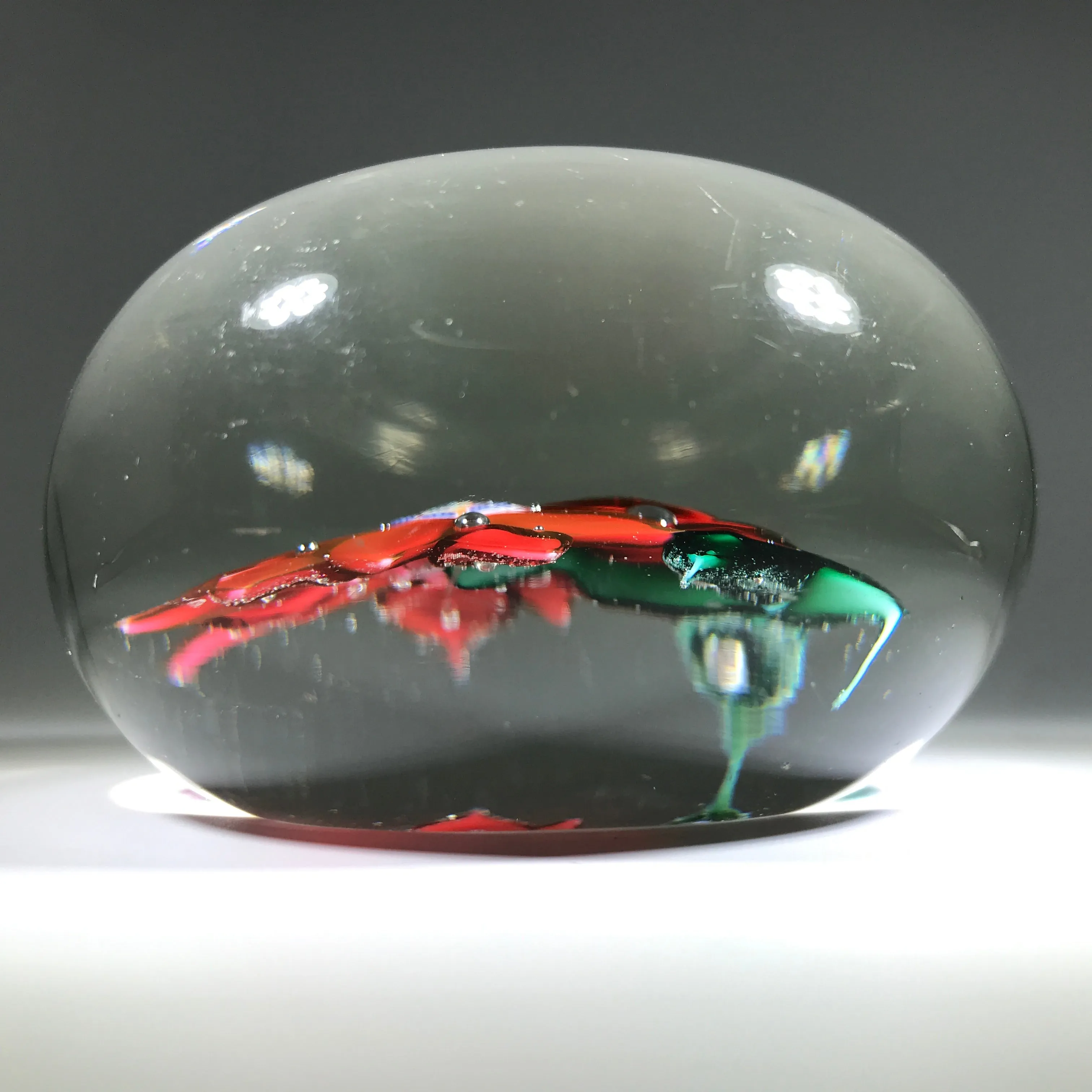 Antique Boston & Sandwich Art Glass Paperweight Lampwork Poinsettia Millefiori Center
