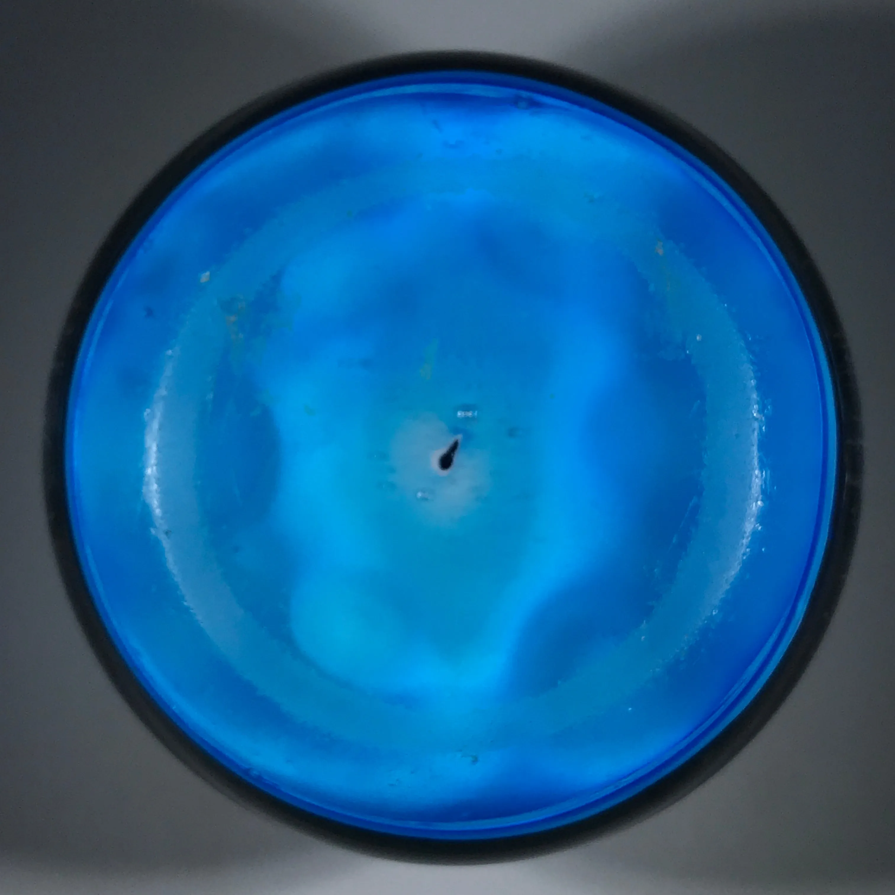 Antique Clichy Art Glass Paperweight Trefoil Complex Millefiori Garland on Opaque Blue Ground
