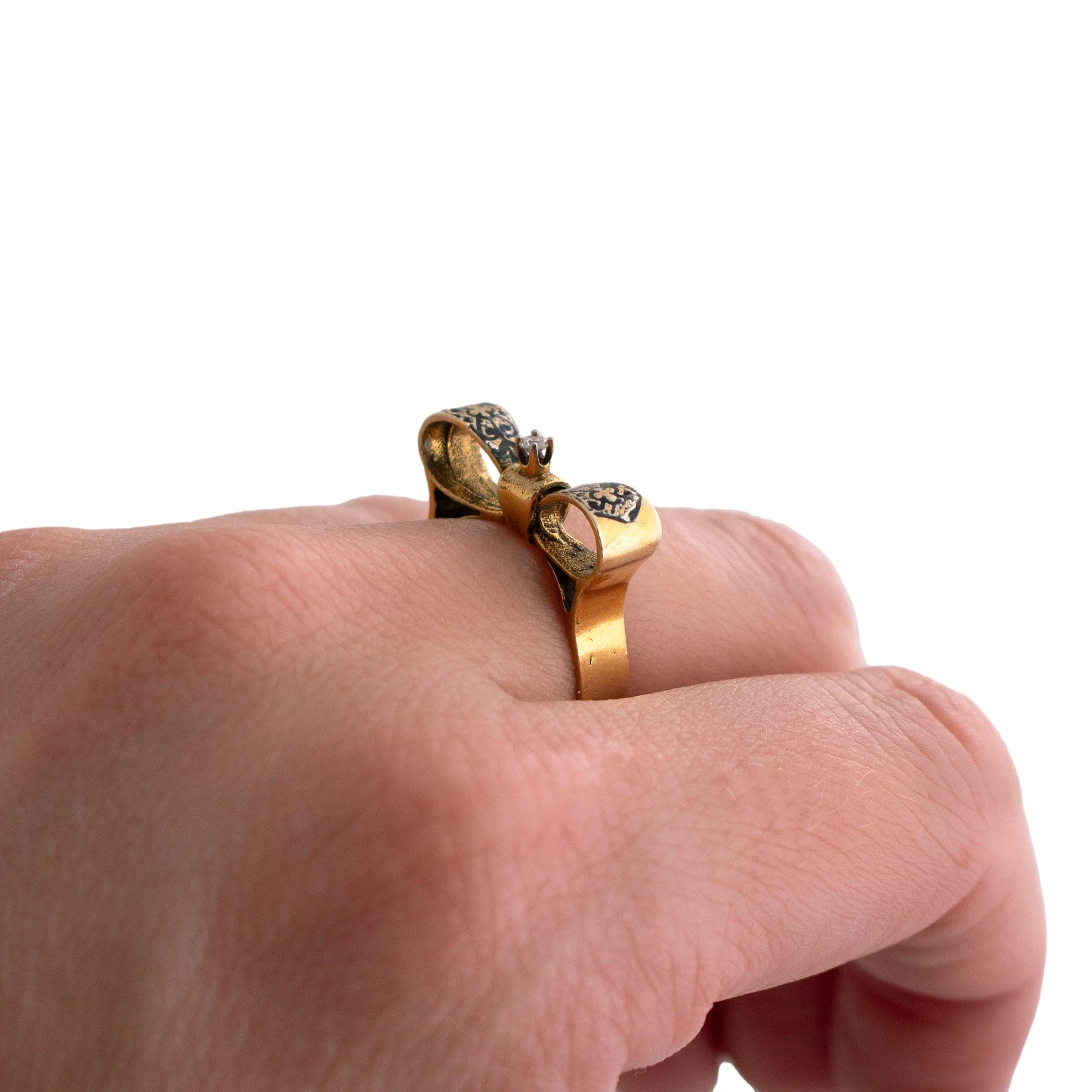 Antique Enameled Bow Ring