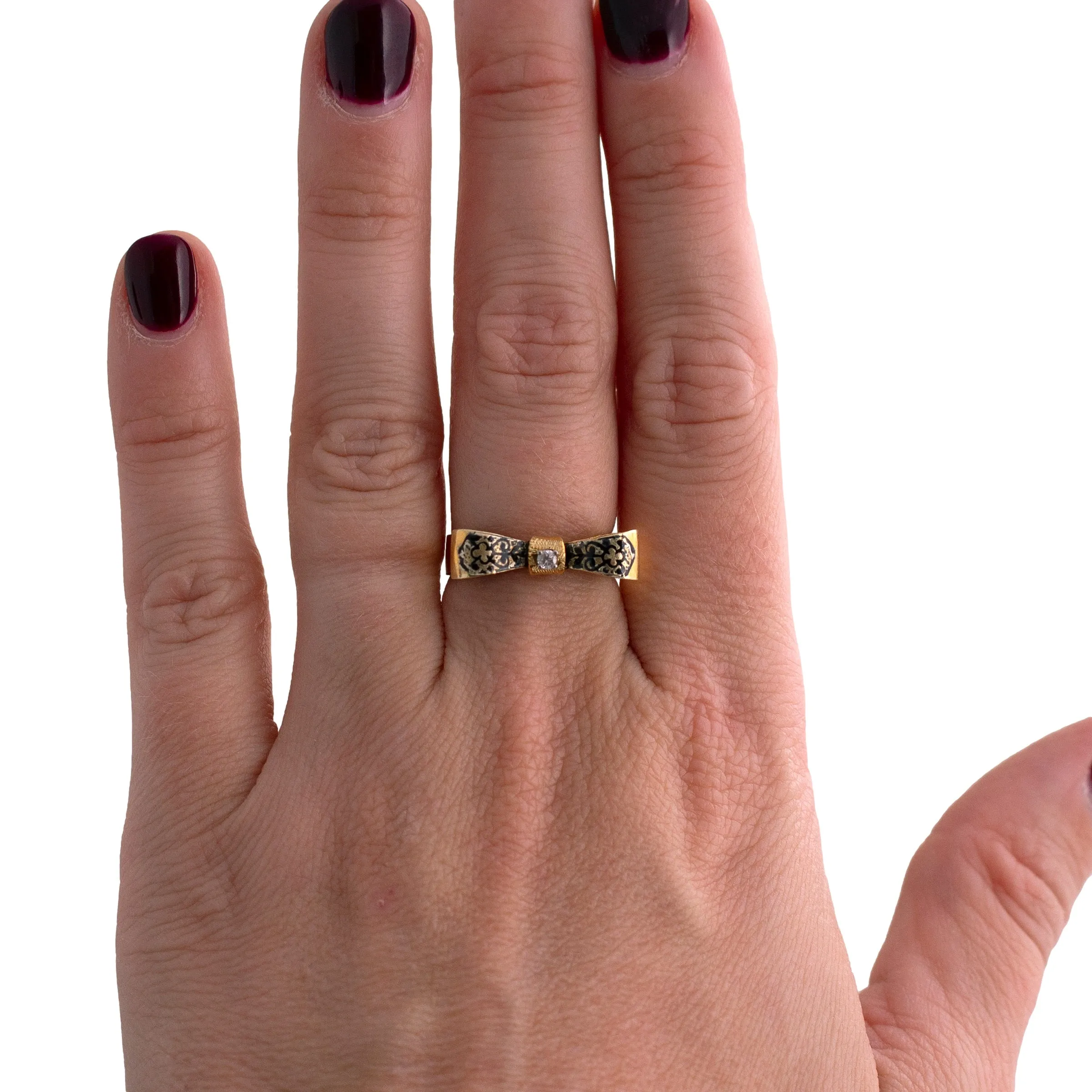 Antique Enameled Bow Ring