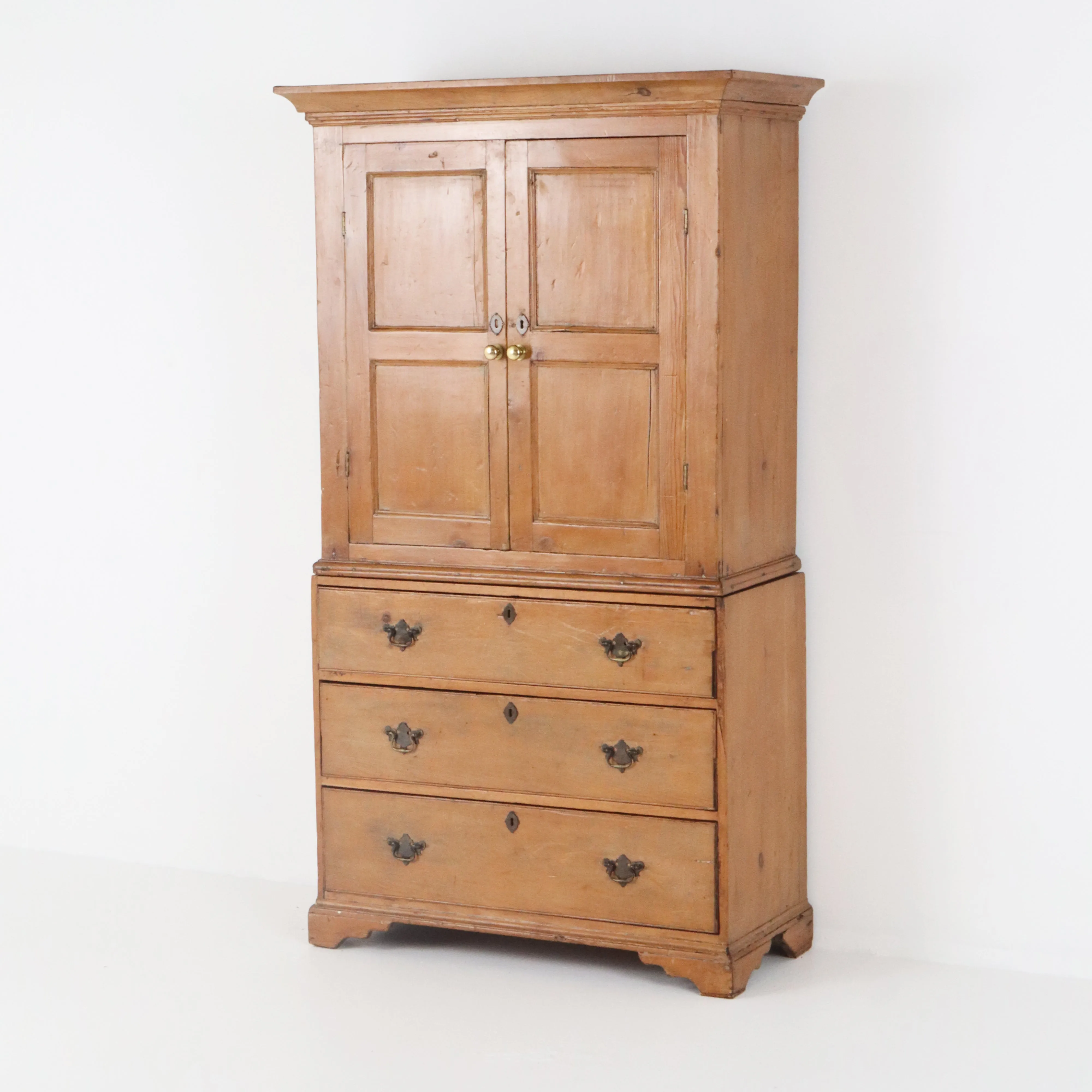 Antique English Pine Linen Press c1890