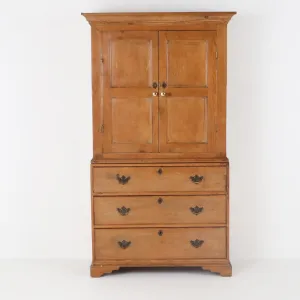 Antique English Pine Linen Press c1890