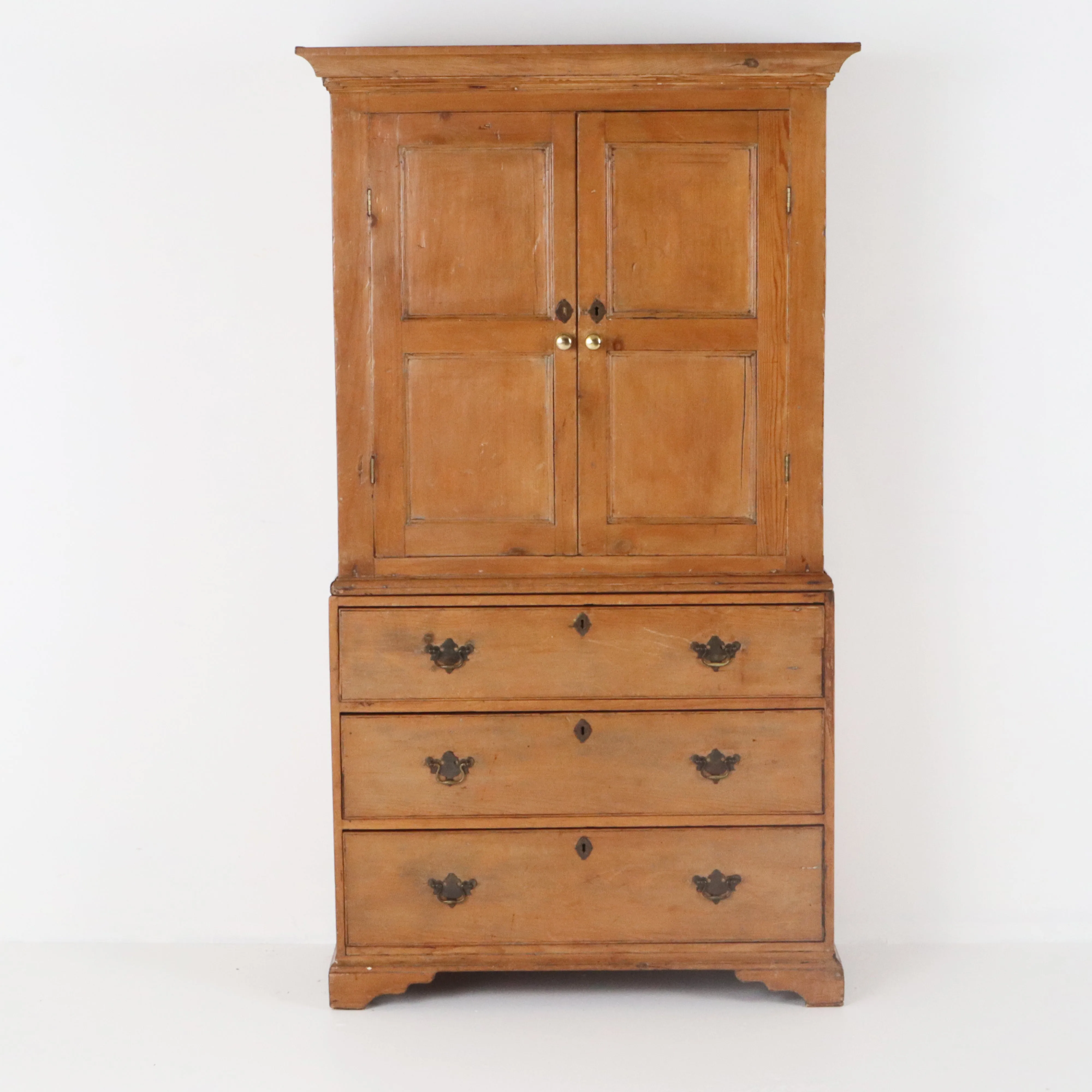 Antique English Pine Linen Press c1890
