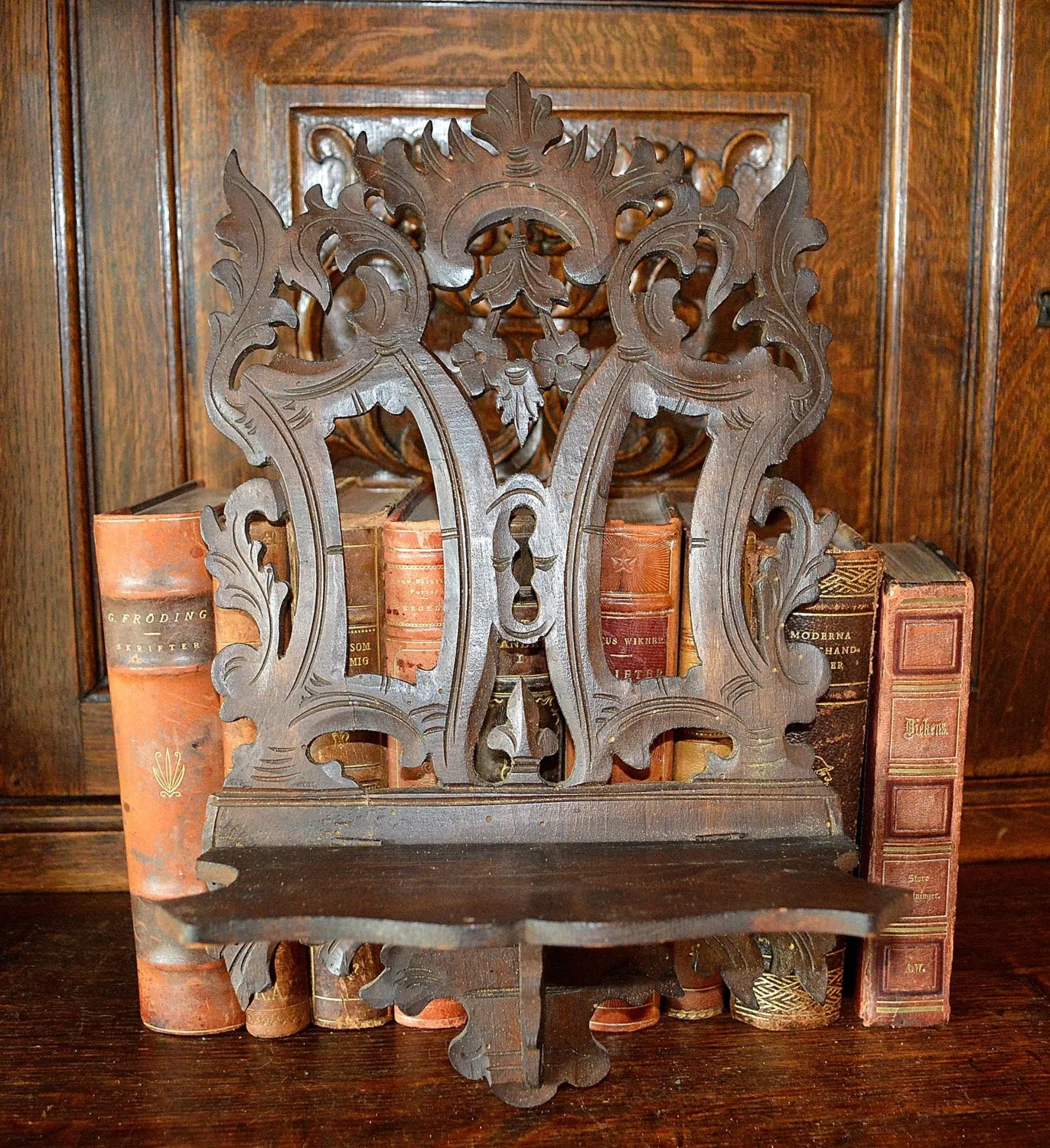 Antique Etagere French Carved Wood Console Display Shelf