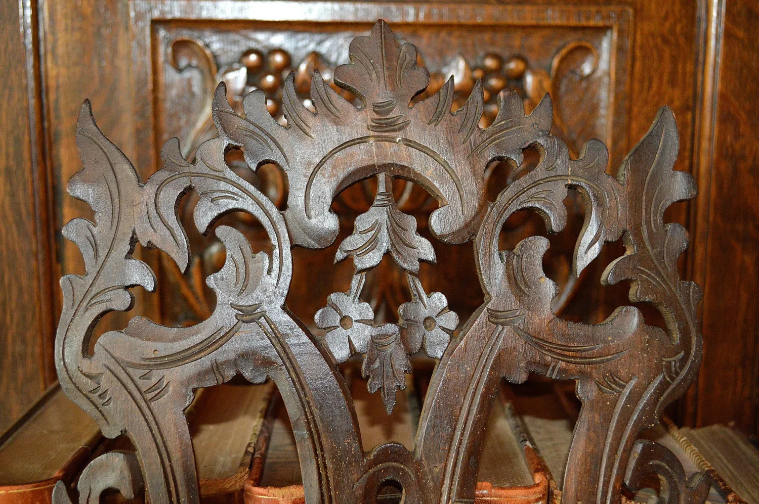 Antique Etagere French Carved Wood Console Display Shelf