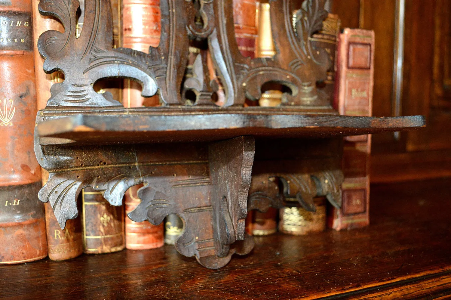 Antique Etagere French Carved Wood Console Display Shelf