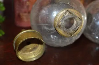 Antique French A Michaux Paris Brass Glass Oilers Set of 4 Oil Grease Lubricators
