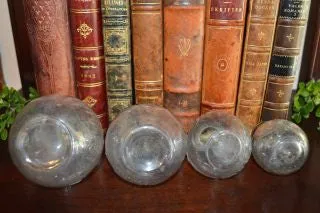Antique French A Michaux Paris Brass Glass Oilers Set of 4 Oil Grease Lubricators