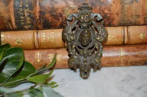 Antique French Brass Figural Knight Birds Pocket Watch Hook Holder