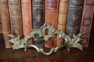 Antique French Bronze Large Drawer Pull Escutcheon Handle Hardware 2 Available