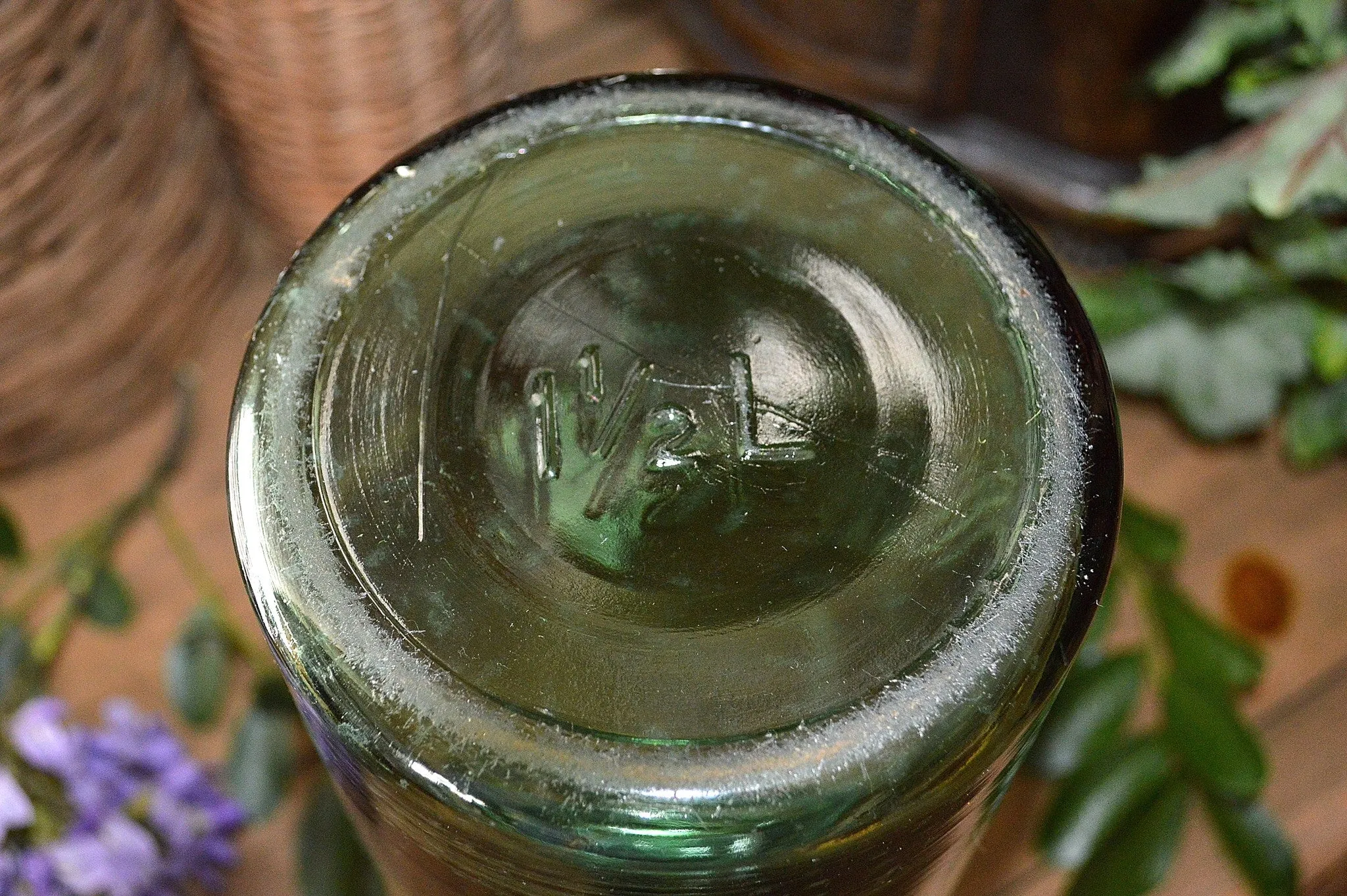 Antique French Canning Jar Green Glass Durfor 1.5 Litre