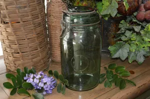 Antique French Canning Jar Green Glass Durfor 1.5 Litre