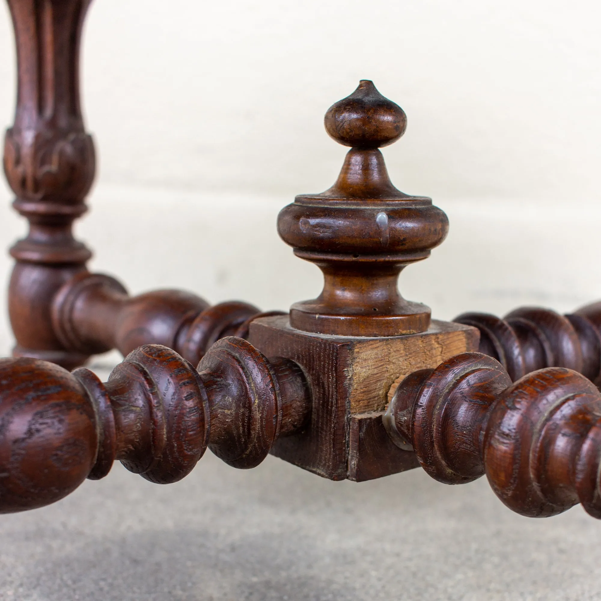 Antique French Carved Wood Smoking Chair with Embroidered Upholstery ca. 1900