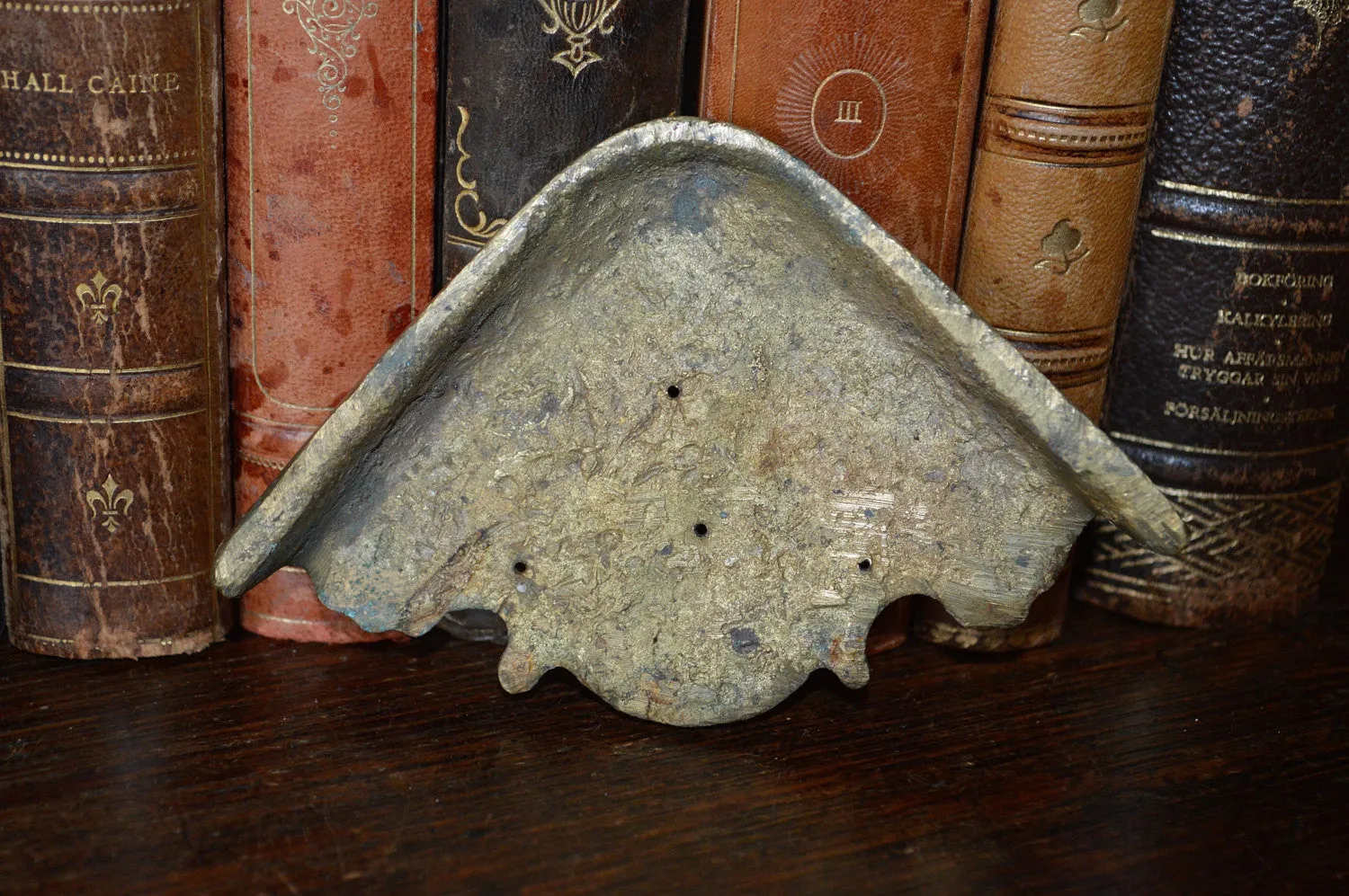 Antique French Corner Mount Brass Trim Cap Hardware