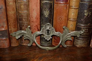 Antique French Drawer Pull Escutcheon Brass Handle Hardware