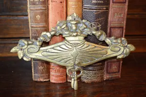 Antique French Floral Pediment Bronze Ormolu Art Deco Hardware Trim Mount