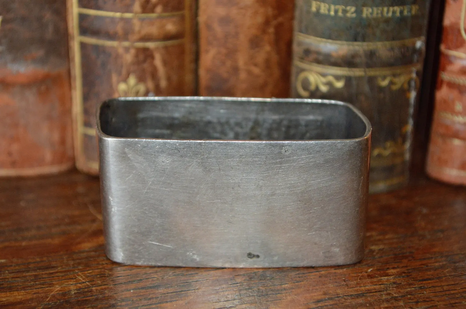 Antique French Hallmarked Napkin Ring Silverplate Serviette No Monogram Hammered Design