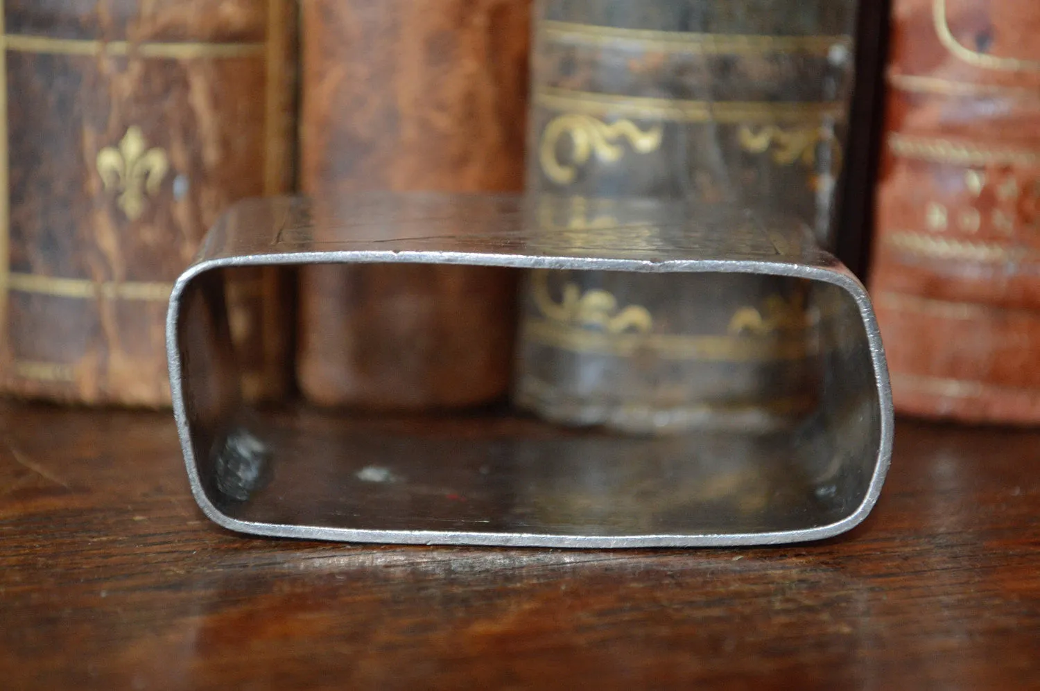Antique French Hallmarked Napkin Ring Silverplate Serviette No Monogram Hammered Design