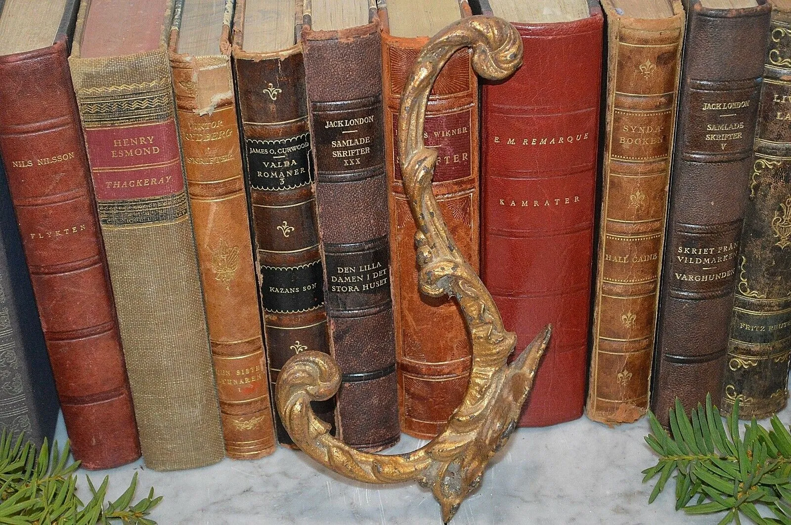 Antique French Hook Large Gilded Iron Ornate Acanthus Scrolls Coat Hat Hook