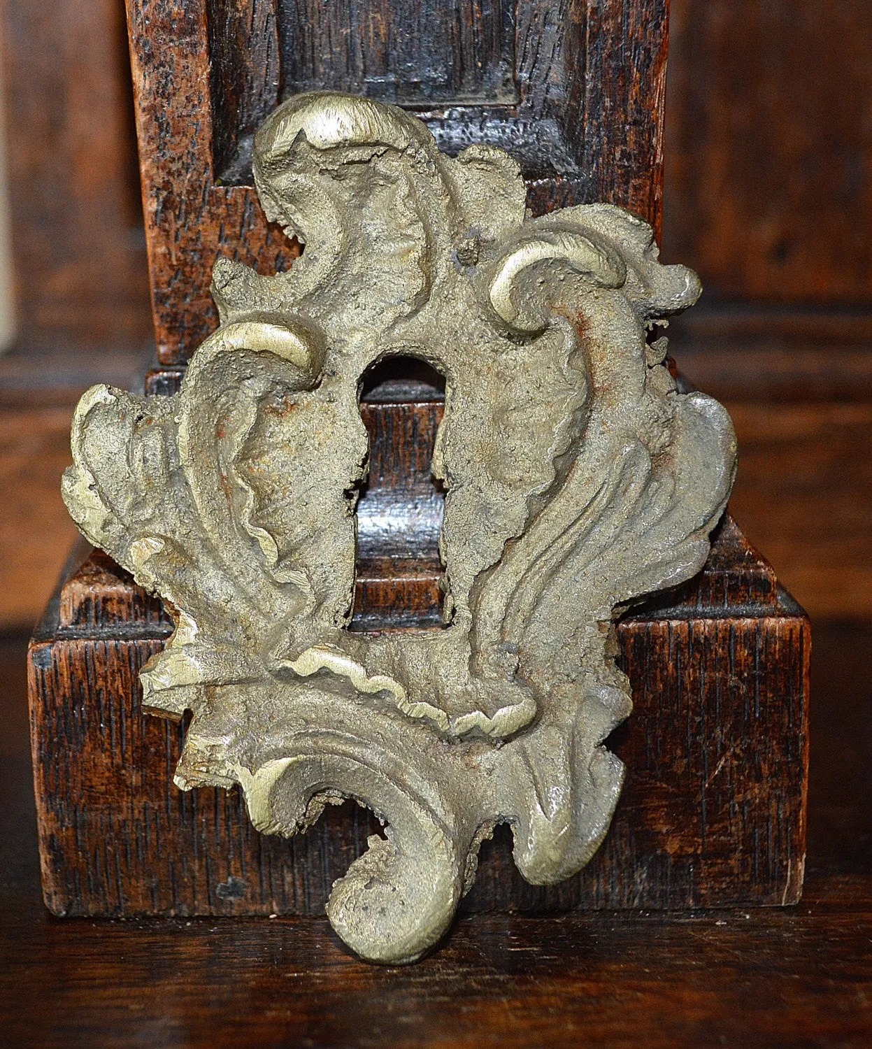 Antique French Keyhole Escutcheon Bronze Hardware