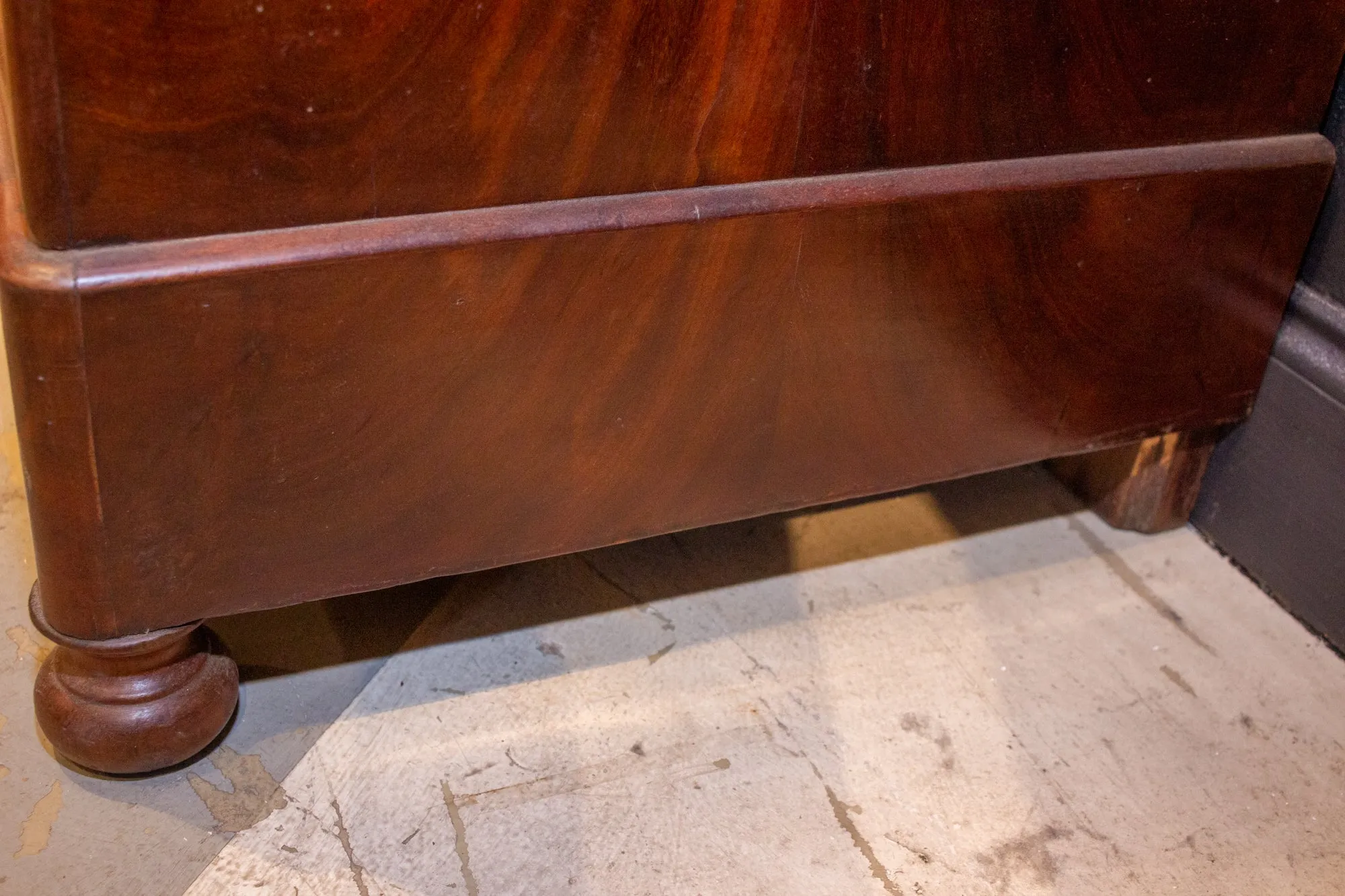 Antique French Louis Philippe Mahogany Veneer Commode with Marble Top