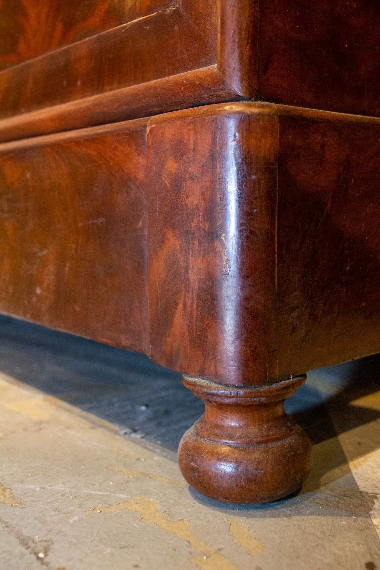 Antique French Louis Philippe Mahogany Veneer Commode with Marble Top