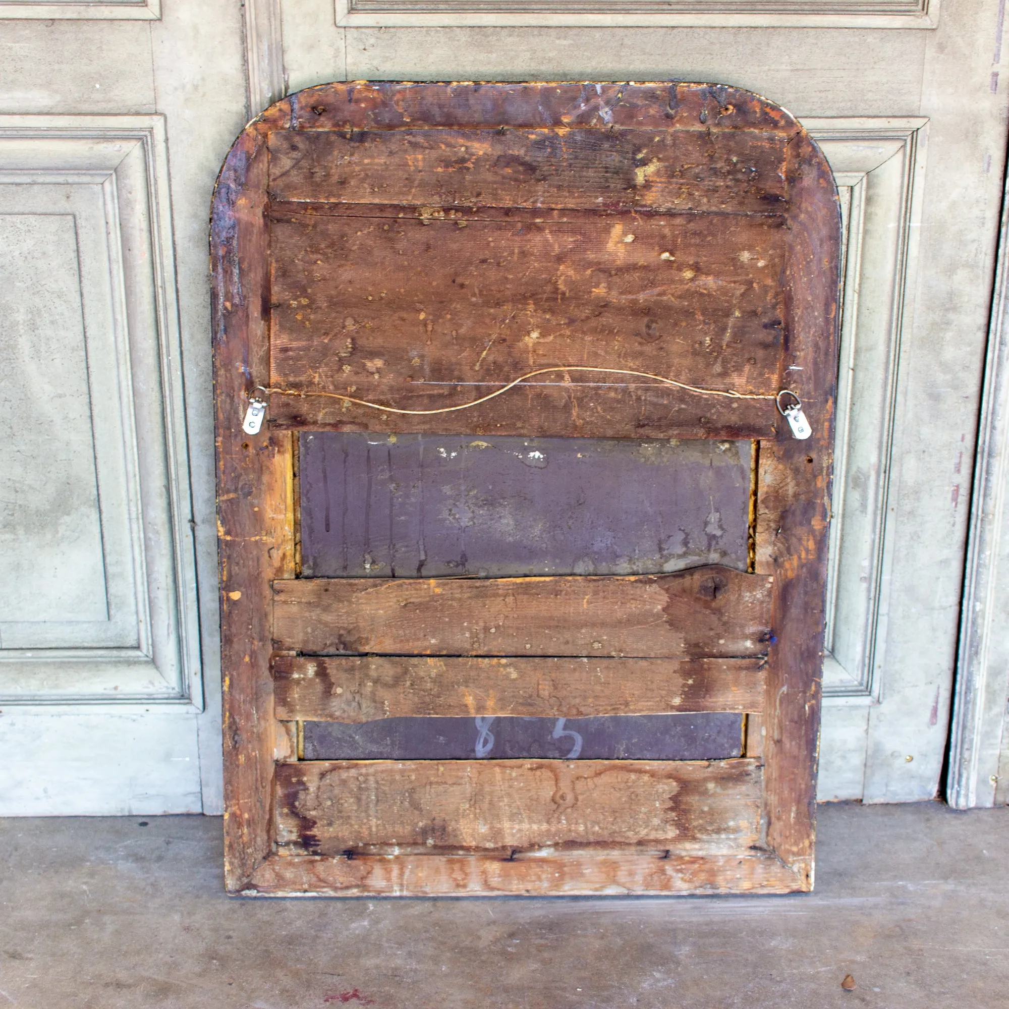 Antique French Louis Philippe Mirror with Distressed Gilt Frame & Original Glass
