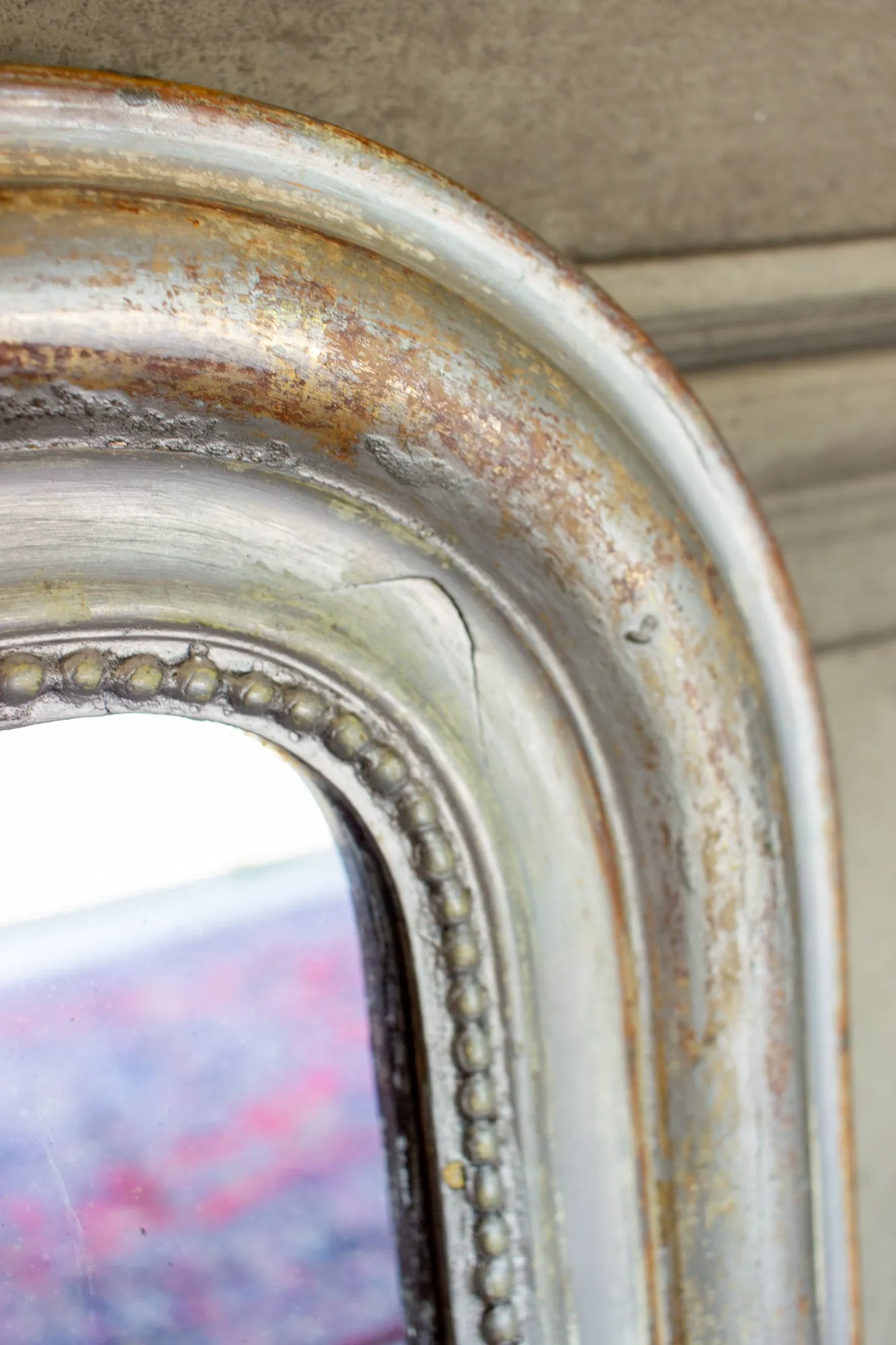 Antique French Louis Philippe Mirror with Distressed Gilt Frame & Original Glass