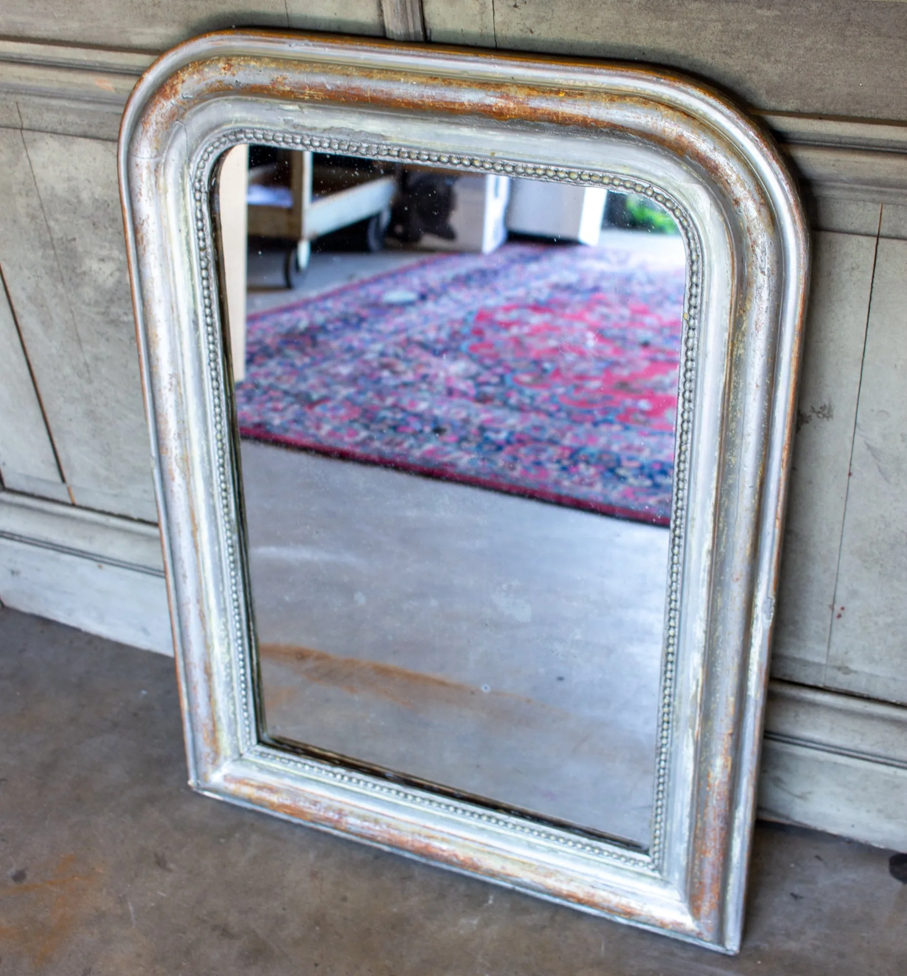 Antique French Louis Philippe Mirror with Distressed Gilt Frame & Original Glass
