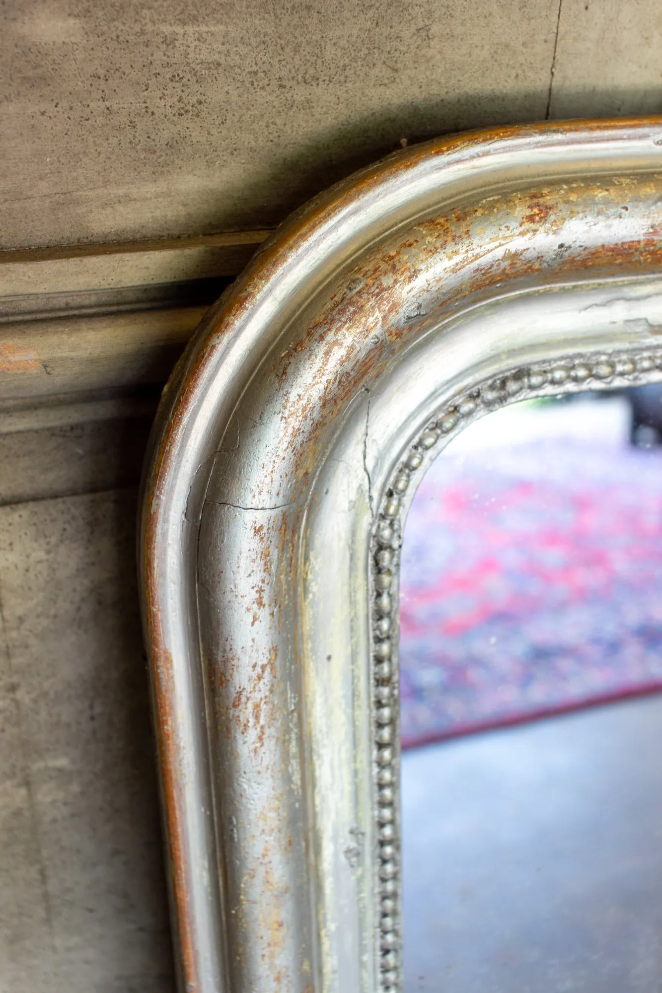 Antique French Louis Philippe Mirror with Distressed Gilt Frame & Original Glass