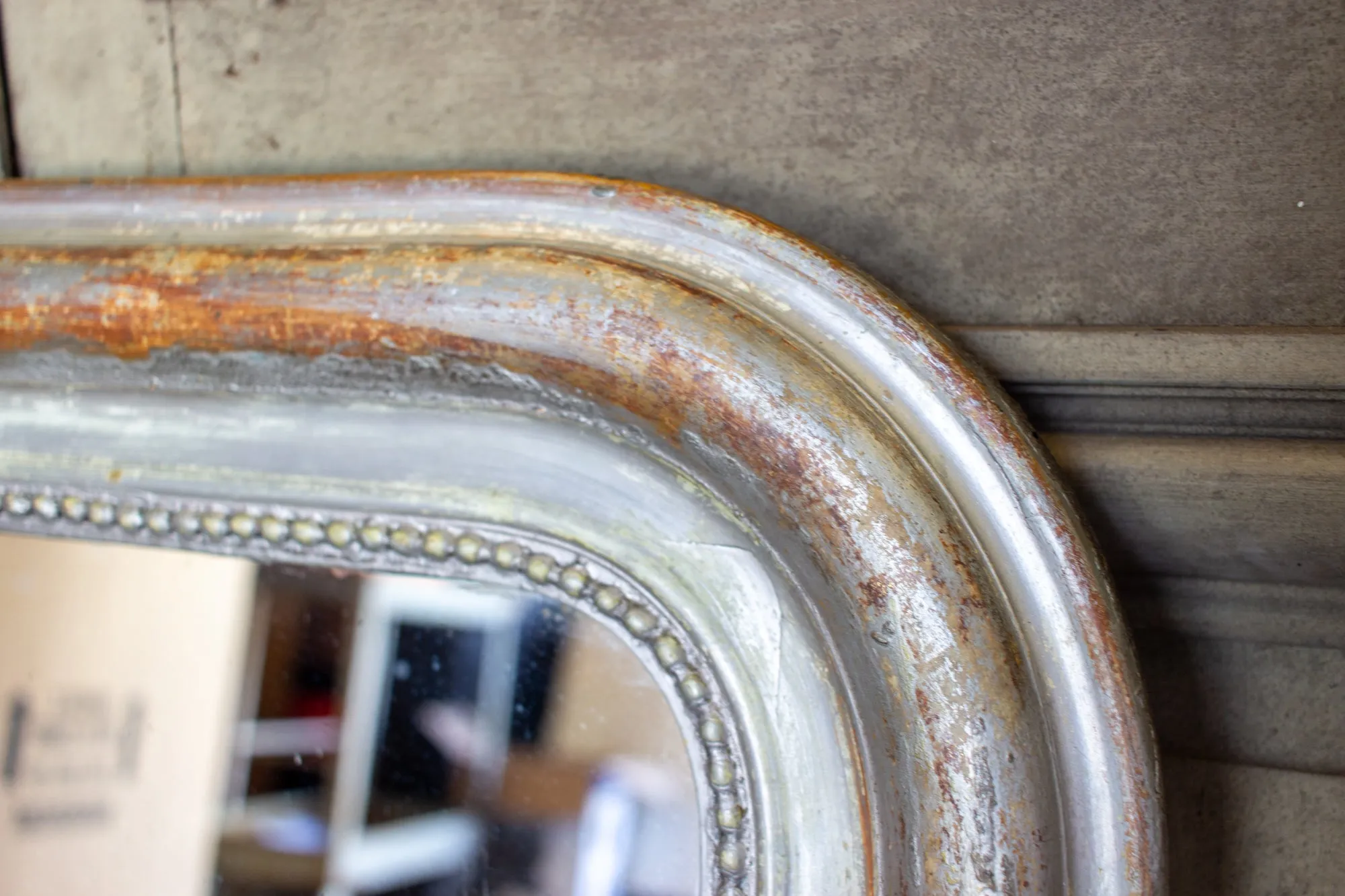 Antique French Louis Philippe Mirror with Distressed Gilt Frame & Original Glass