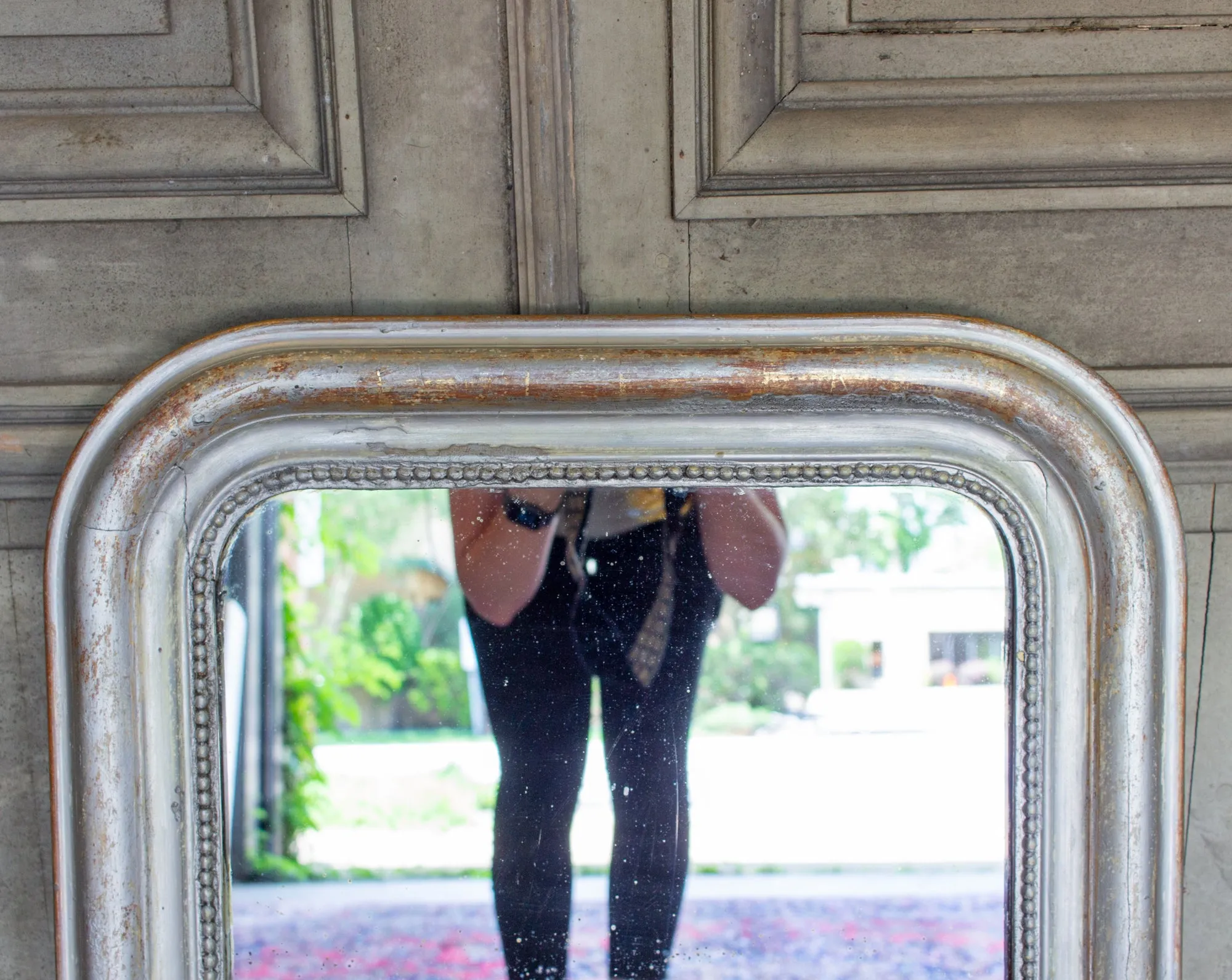 Antique French Louis Philippe Mirror with Distressed Gilt Frame & Original Glass