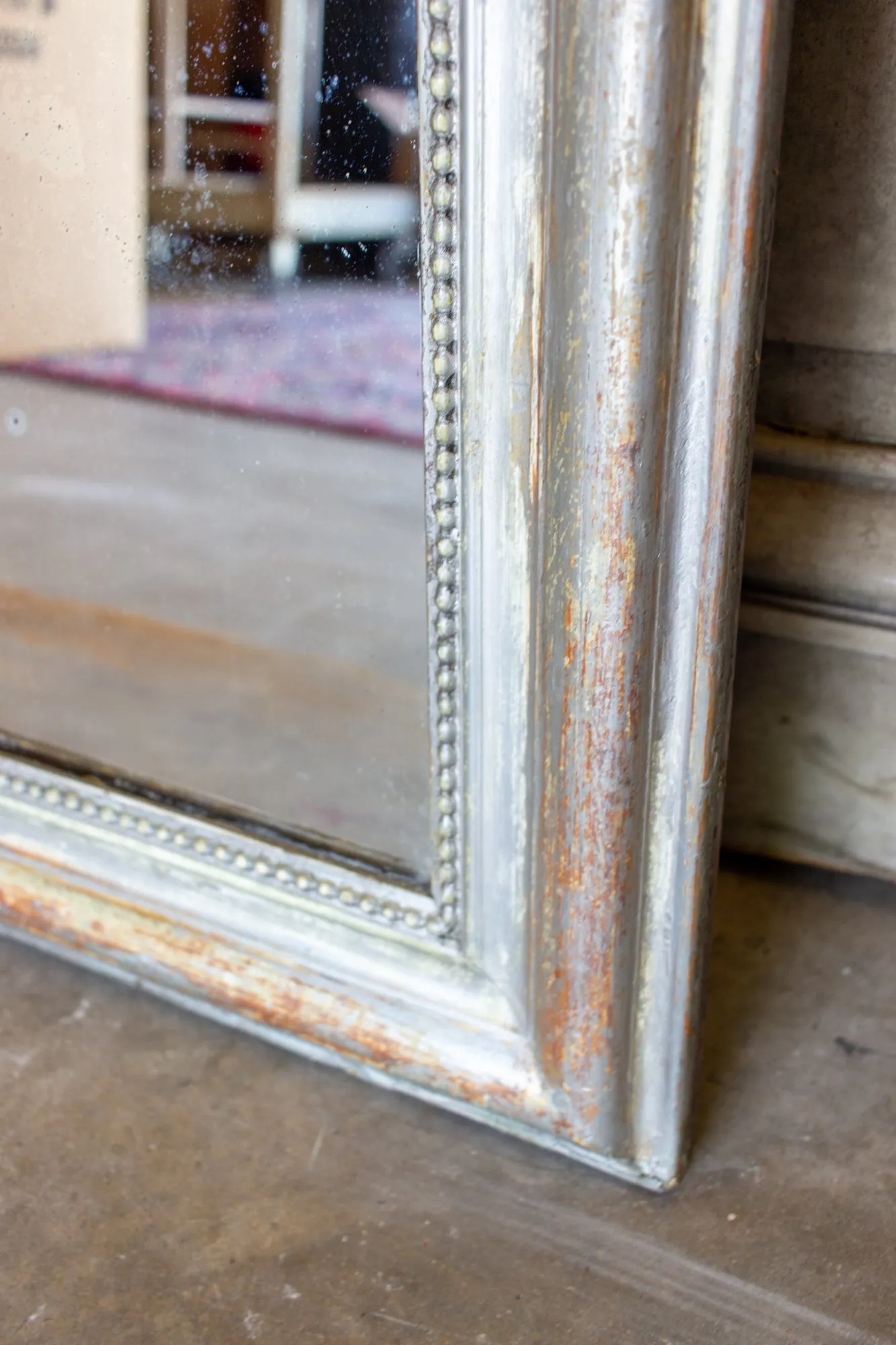Antique French Louis Philippe Mirror with Distressed Gilt Frame & Original Glass
