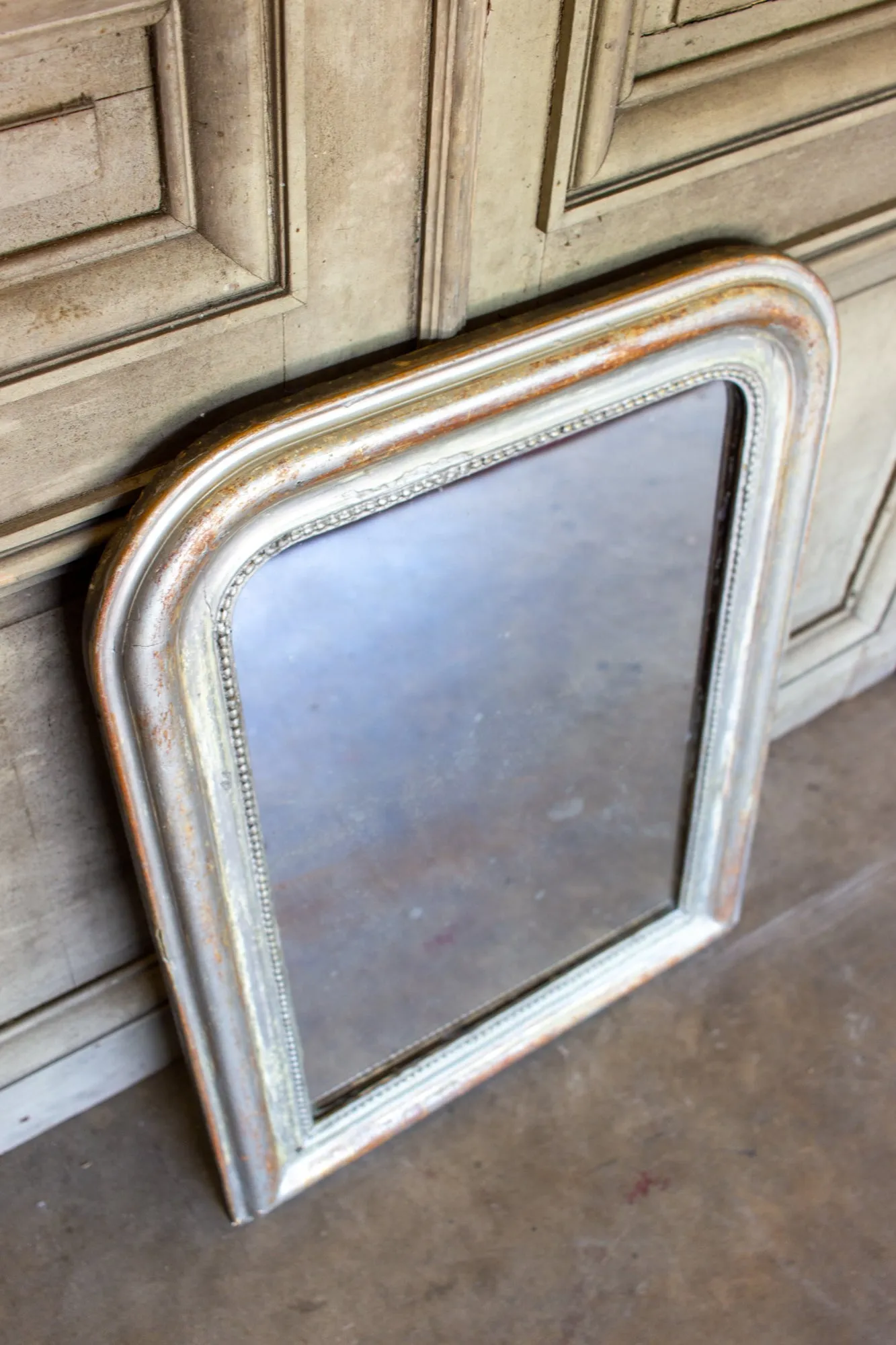 Antique French Louis Philippe Mirror with Distressed Gilt Frame & Original Glass