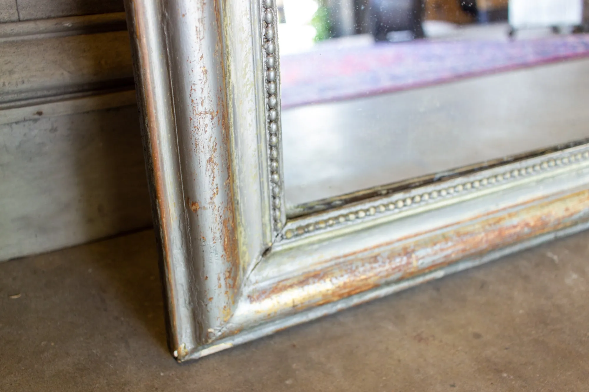 Antique French Louis Philippe Mirror with Distressed Gilt Frame & Original Glass