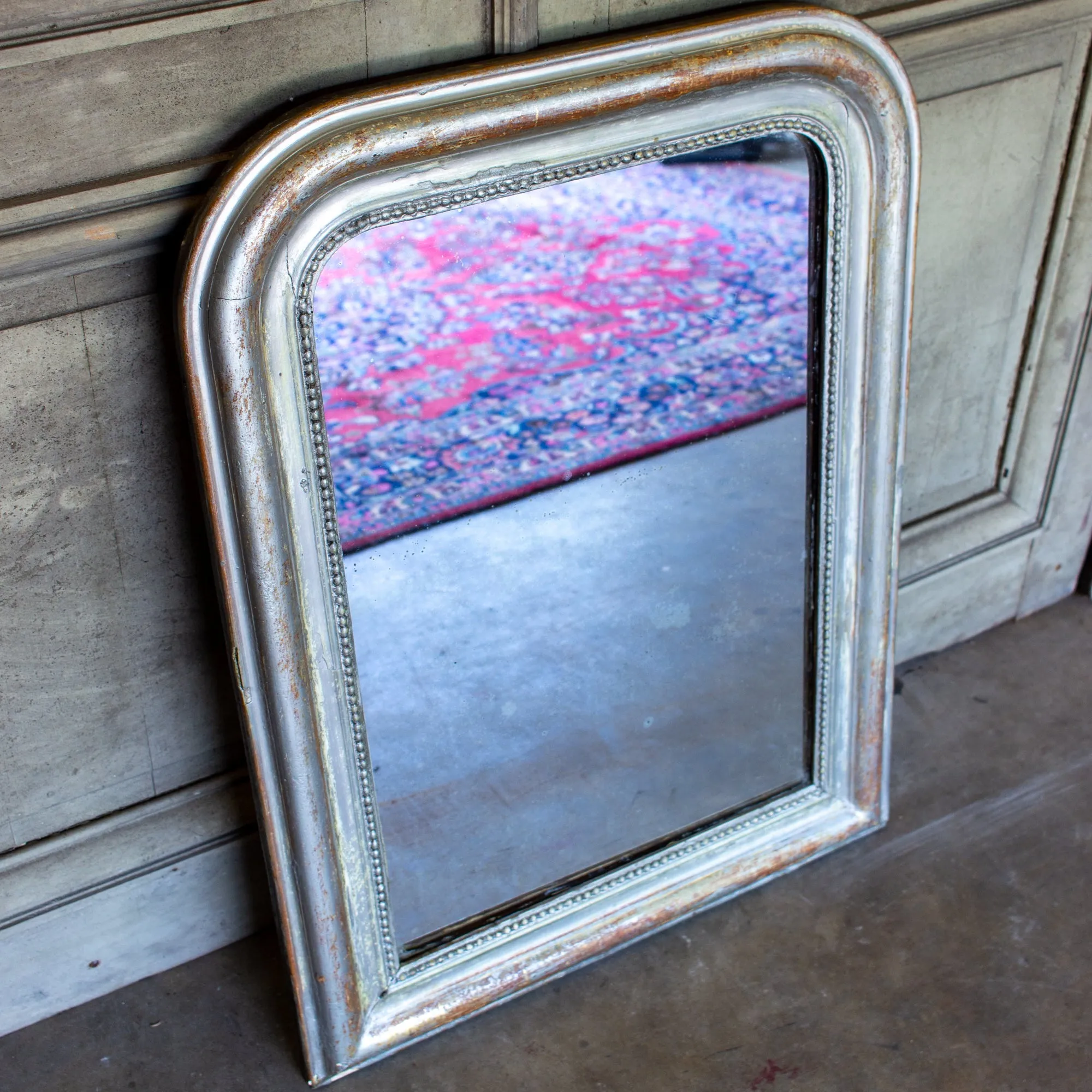 Antique French Louis Philippe Mirror with Distressed Gilt Frame & Original Glass