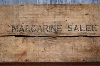 Antique French Margarine Butter Box Wood Crate Advertising Kitchen Display