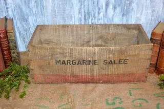 Antique French Margarine Butter Box Wood Crate Advertising Kitchen Display