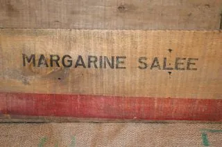 Antique French Margarine Butter Box Wood Crate Advertising Kitchen Display