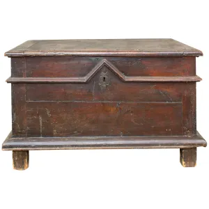 Antique French Oak Trunk with Iron Hardware