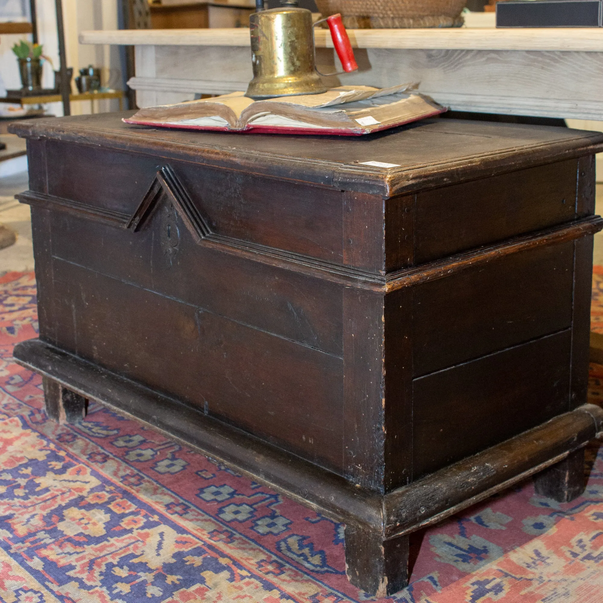 Antique French Oak Trunk with Iron Hardware