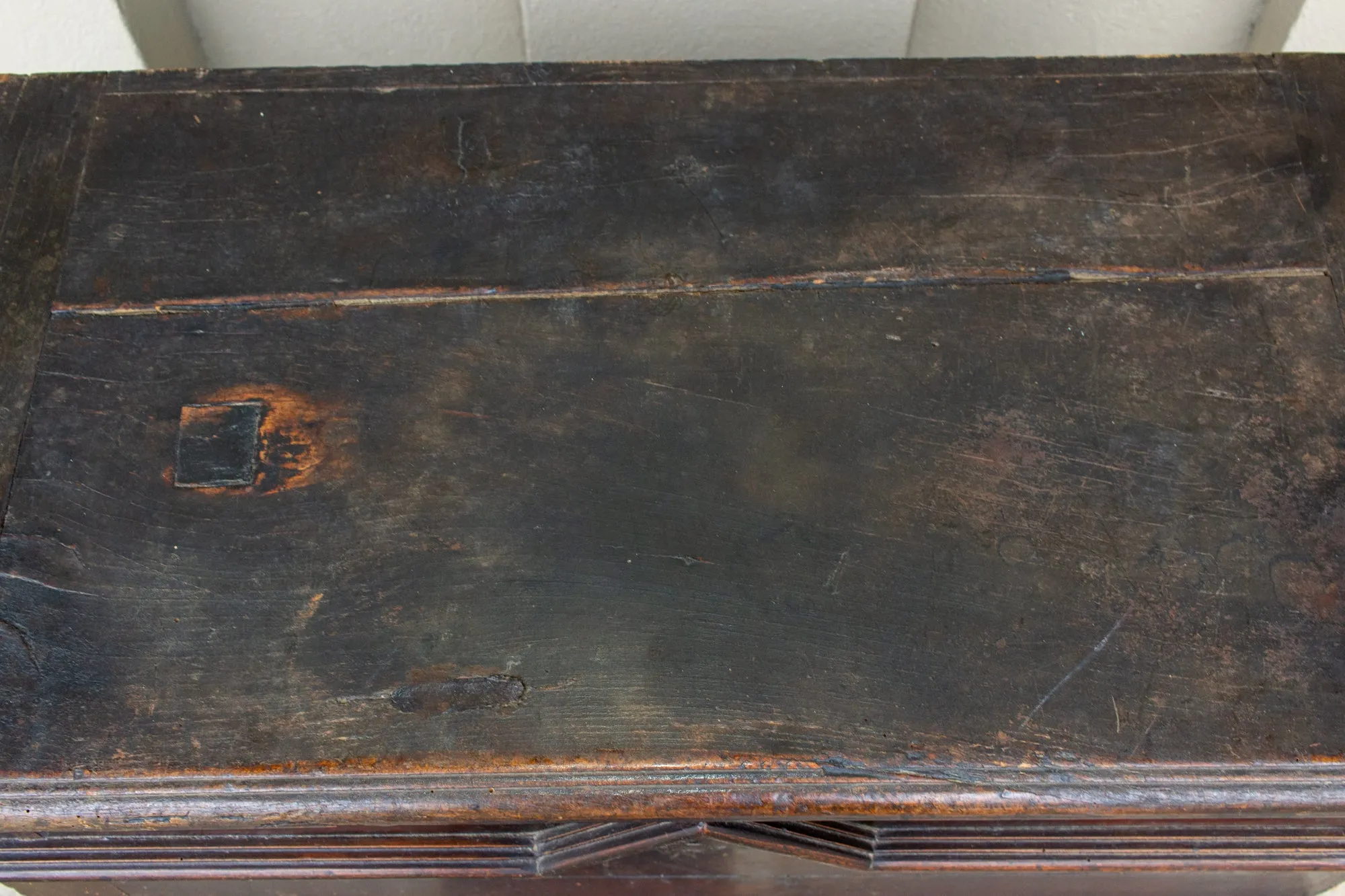 Antique French Oak Trunk with Iron Hardware
